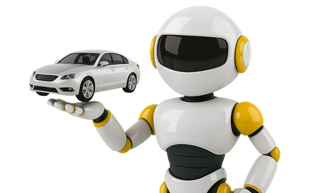 robot with a car