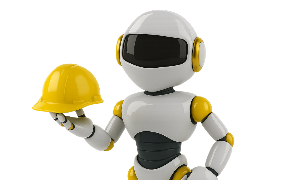 robot with a helmet